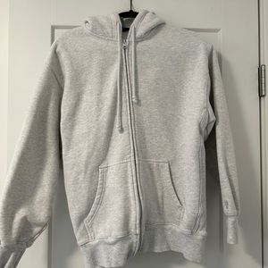 Cozy Fleece Boyfriend Zip Hoodie in Heather Cloud White